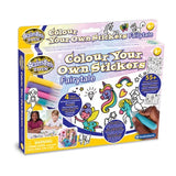Brainstorm Colour Your Own Stickers Fairytale retail box with fairies, unicorns and colouring pens shown on the front