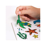 Brainstorm Colour Your Own Stickers Sea Creatures coloured turtle sticker being peeled from the sheet