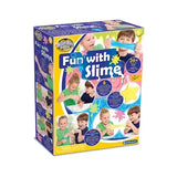 Brainstorm Fun With Slime retail box on white background showing children stretching slime and colourful experiment images