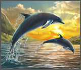 Brainstorm Mermaid Torch and Projector image showing two dolphins jumping from the sea at sunset