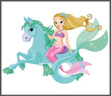 Brainstorm Mermaid Torch and Projector image showing a blonde mermaid riding a turquoise seahorse