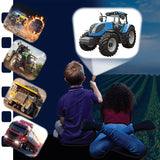 Brainstorm Tractor and Truck Torch and Projector displaying a blue tractor with other vehicle images shown alongside