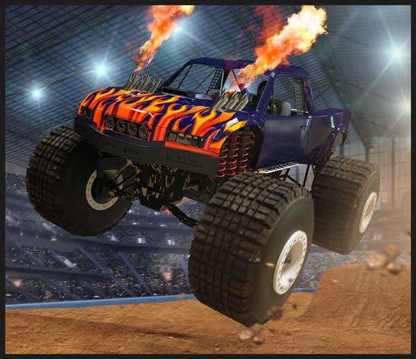 Brainstorm Tractor and Truck Torch and Projector image showing a flame decorated monster truck
