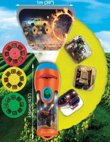 Brainstorm Tractor and Truck Torch and Projector with orange torch, three slide discs and sample vehicle images