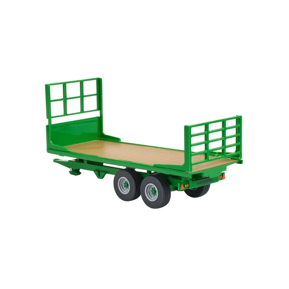 Britains 1:32 Flat Bed Trailer rear side view showing twin axles and green end racks