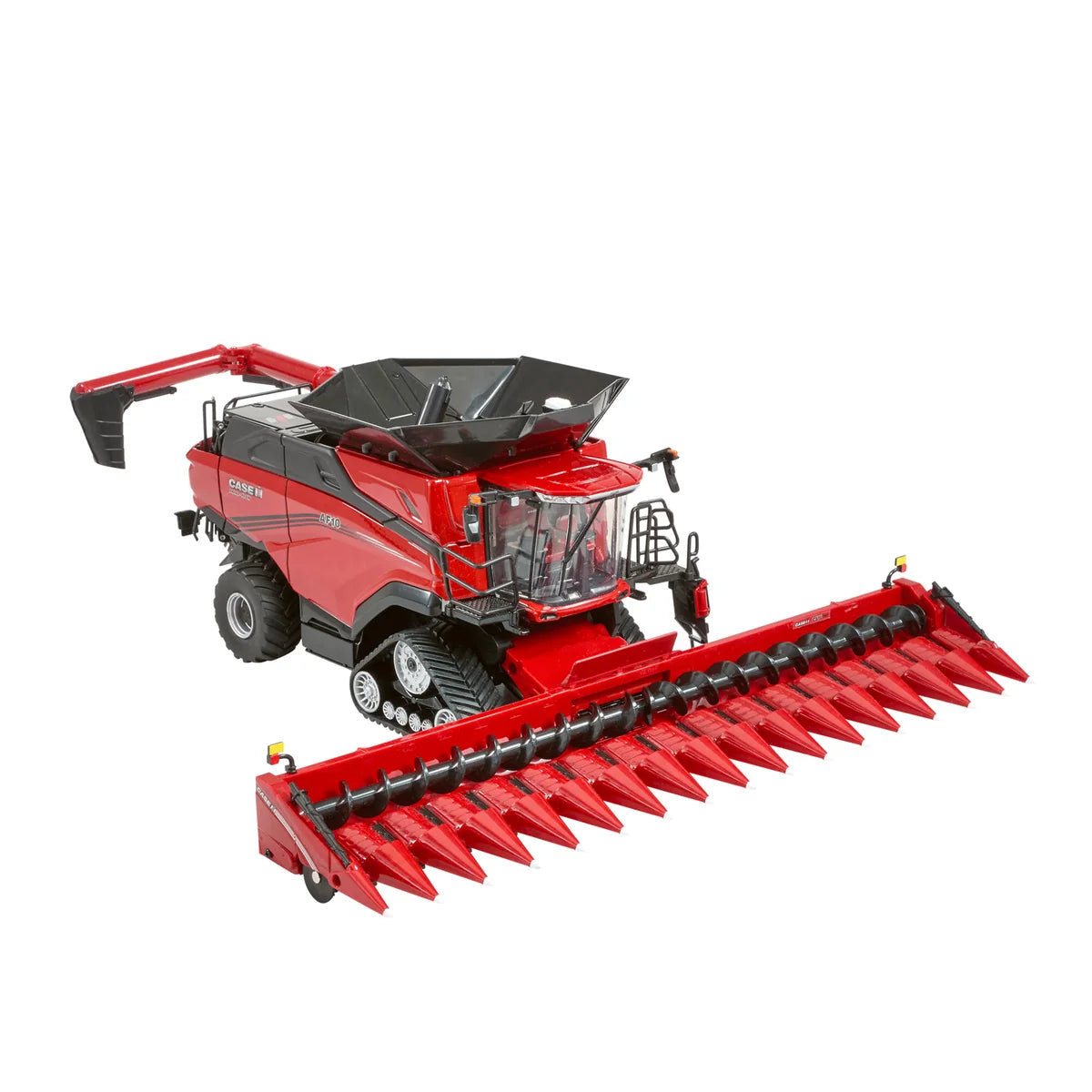 Britains 1:32 Case IH AF10 Combine Harvester 43404 front view with red corn header fitted