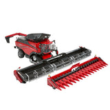 Britains 1:32 Case IH AF10 Combine Harvester 43404 with black draper header and red corn header displayed in front