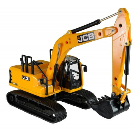 Angled view of Britains JCB 220X LC diecast model with black bucket and yellow body – Ireland