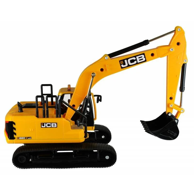 Side view of Britains JCB 220X Excavator showing cab, tracks and digging arm – Ireland