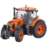 Britains 1:32 Kubota M7 154 Tractor 43438 front left view showing the front hitch, cab, mirrors and treaded tyres