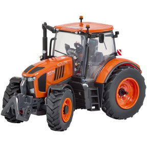 Britains 1:32 Kubota M7 154 Tractor 43438 front left view showing the front hitch, cab, mirrors and treaded tyres