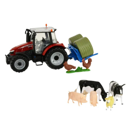 Red Massey Ferguson 5613 tractor with cows, pigs, chickens and a sheep from Britains farm set – Ireland
