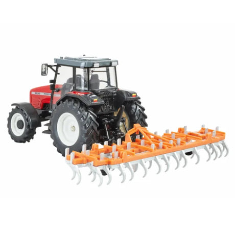 Rear view of Massey Ferguson 6290 with orange folding cultivator – Ireland
