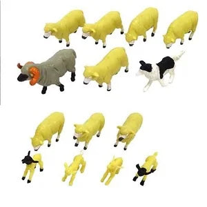 All animals from Britains Sheep Set laid out on white background – Ireland