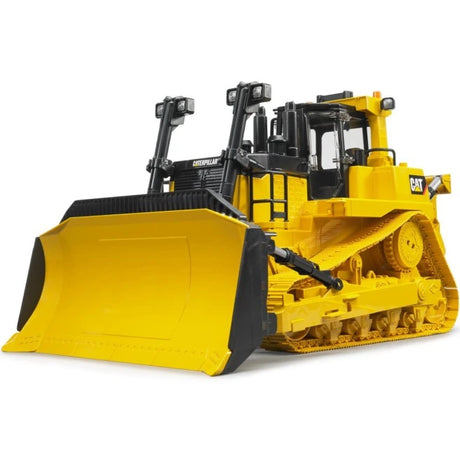 Bruder 1:16 Cat Large Track-Type Tractor shown from the front left with wide yellow blade