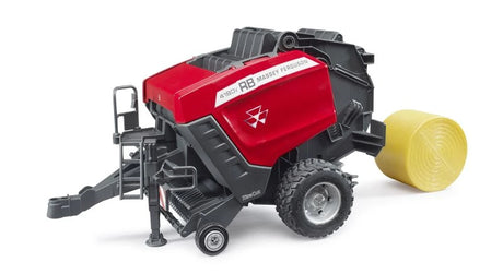 Bruder Massey Ferguson RB 4180V round baler with drawbar, support leg and yellow round bale