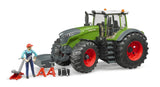 Bruder Fendt 1050 Vario tractor with mechanic figure, trolley jack, two axle stands, toolbox and hand tools