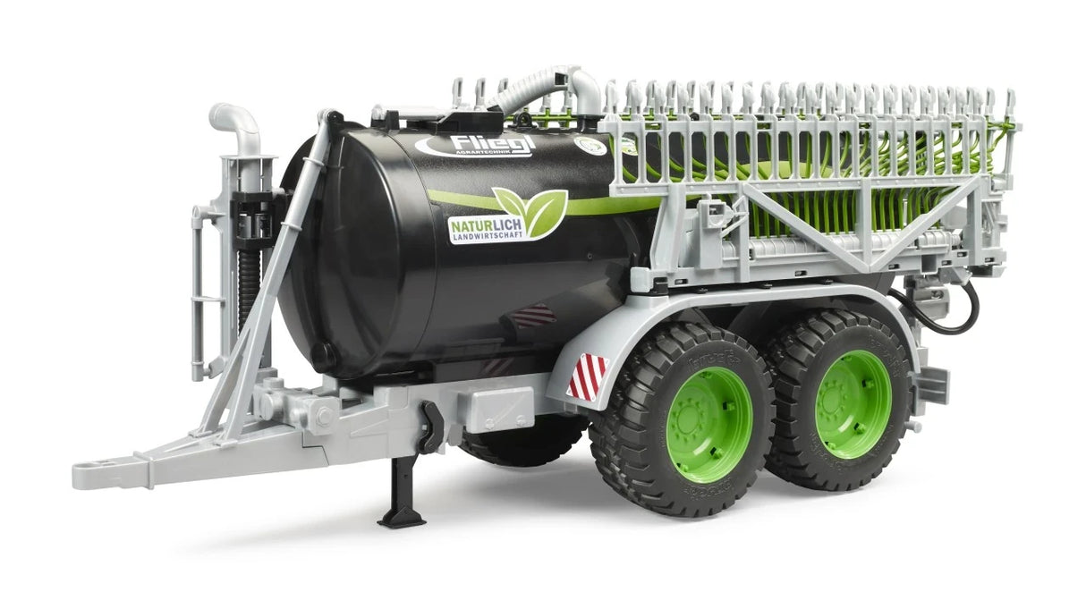 Bruder 1:16 Fliegl Barrel Trailer Jumbo Line farm toy trailer with the spread booms folded in transport position