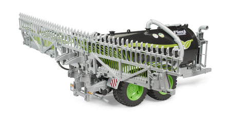 Bruder 1:16 Fliegl Barrel Trailer Jumbo Line farm toy trailer rear angle view with the spread booms folded upright
