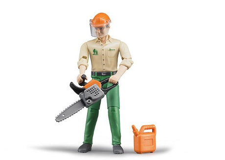 Bruder Forestry Worker with chainsaw and fuel can toy Ireland