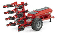 Bruder Horsch Maestro 8CX seeder toy folded for transport showing stacked seed units, wheels and compact frame