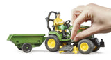 Bruder 1:16 John Deere X949 lawn tractor farm toy with hand adjusting the mower deck
