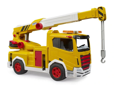 Bruder ROADMAX crane truck with raised crane arm and hanging hook