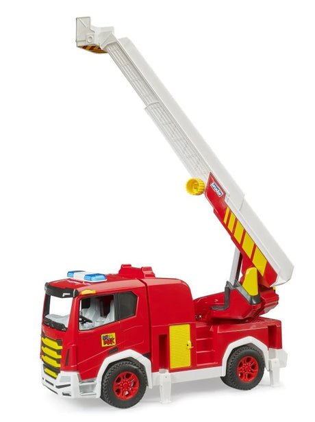 Bruder Roadmax fire truck with ladder raised upright