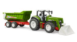 Bruder 1:16 Roadmax tractor farm toy with tipping trailer shown from a side angle