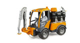 Bruder 1:16 VarioCar Green Area Irrigation 02692 orange municipal watering vehicle with black rear water tank and upright front sprinkler arm.