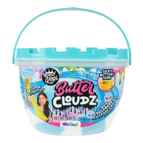 Butter Cloudz Large Blue Raspberry Cotton Candy slime bucket front view
