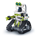 CaDA I-BOT coding robot brick model with LED eyes, green and white body and tracked wheels