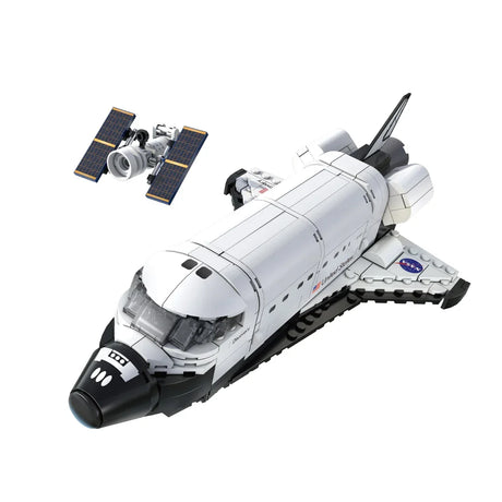 CaDA Space Shuttle Discovery white brick-built shuttle with detachable satellite and detailed cockpit section