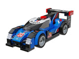 CaDA Supersonic Star blue 1:32 racecar brick model with black panels, red highlights and large rear spoiler
