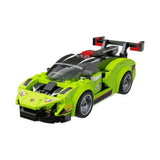 CaDA Velocity Hurricane bright green racecar brick model with rear spoiler and black roof detailing