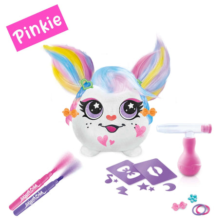 Airbrush Plush Mini Pinky styled with stencils and accessories on white background – Ireland
