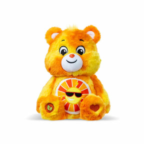 Front view of Care Bears Color Splash Funshine Bear plush with cool sun belly badge in Ireland.