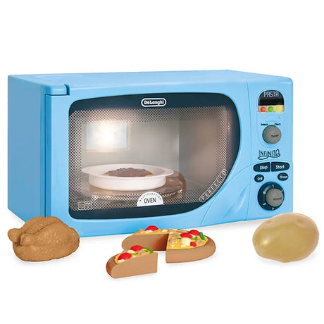 Casdon DeLonghi toy microwave with pizza, pasta, and roast chicken – Ireland