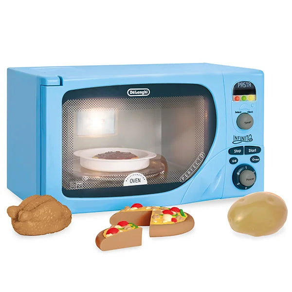 Casdon DeLonghi toy microwave with pizza, pasta, and roast chicken – Ireland