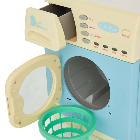 Casdon Electronic Washer with spinning drum and drawer open – Ireland