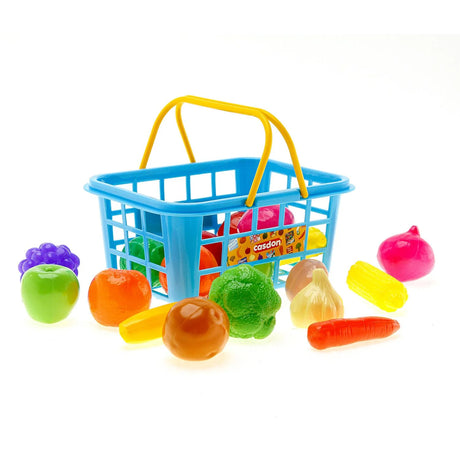 Casdon basket with 21 play fruits and vegetables arranged on display – Ireland