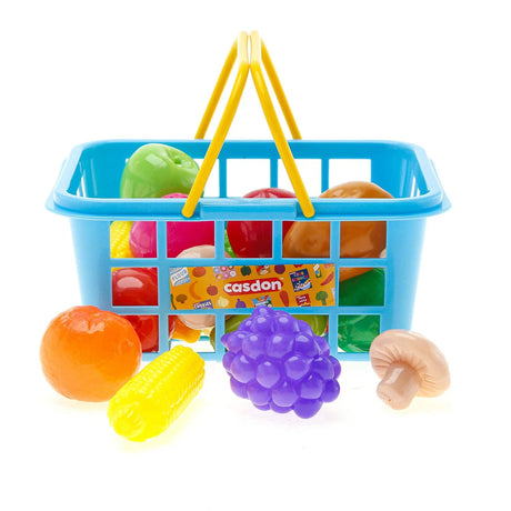 Casdon toy fruit and veg basket with colourful produce front view – Ireland