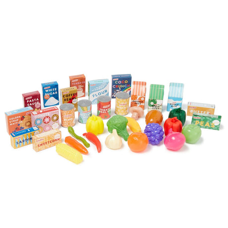 Range of Casdon toy grocery food including cartons, tins and colourful produce – Ireland