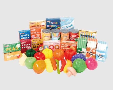 Casdon 36 Piece Grocery Set with toy boxes, cans, fruits and vegetables – Ireland