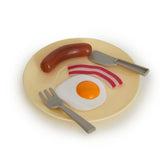 Casdon Morphy Richards Kitchen Set breakfast plate with sausage, egg, bacon, fork and knife