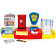 Casdon Post Office playset counter with red post box, weighing scales, cash drawer and toy letters