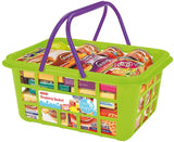 Side view of Casdon Shopping Basket toy with groceries and cans – Ireland