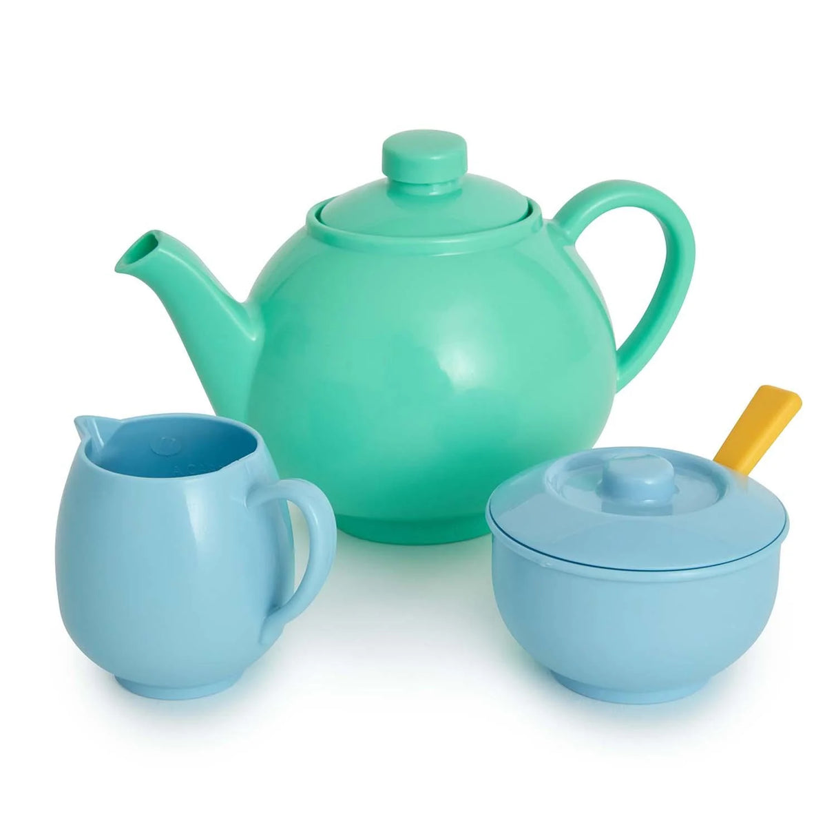 Close-up of Casdon toy teapot, milk jug and sugar bowl – Ireland