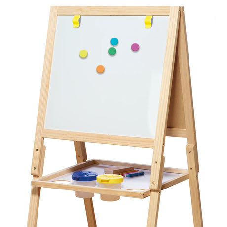 Casdon Wooden Easel with magnetic whiteboard side and colourful magnets – Ireland