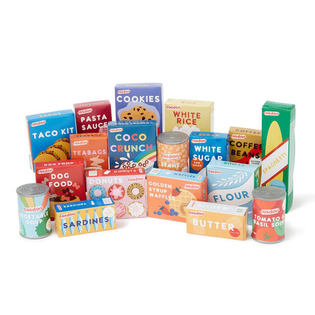 Casdon shopping basket contents including sardines, soup, donuts, pasta – Ireland
